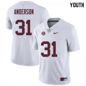 NCAA Youth Alabama Crimson Tide #31 Keaton Anderson Stitched College Nike Authentic White Football Jersey YH17G15WK